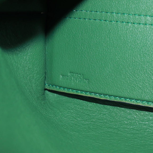 LOEWE Chain Avenue Shoulder Bag Leather Green Silver Auth 161591V