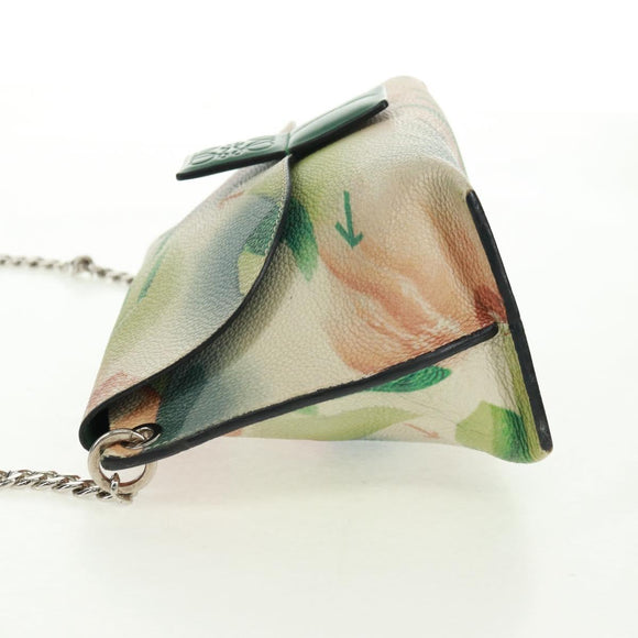 LOEWE Chain Avenue Shoulder Bag Leather Green Silver Auth 161591V