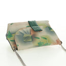 LOEWE Chain Avenue Shoulder Bag Leather Green Silver Auth 161591V-6
