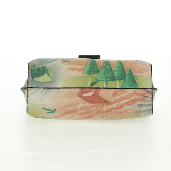 LOEWE Chain Avenue Shoulder Bag Leather Green Silver Auth 161591V