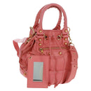 BALENCIAGA Giant Mini Pom Pom Hand Bag Leather 2way Pink Gold Auth 161592V-1