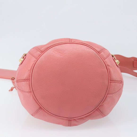 BALENCIAGA Giant Mini Pom Pom Handtas Leer 2way Roze Goud Auth 161592V