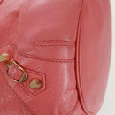 BALENCIAGA Giant Mini Pom Pom Hand Bag Leather 2way Pink Gold Auth 161592V-15