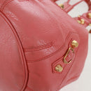 BALENCIAGA Giant Mini Pom Pom Hand Bag Leather 2way Pink Gold Auth 161592V-16