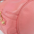 BALENCIAGA Giant Mini Pom Pom Handtas Leer 2way Roze Goud Auth 161592V-16