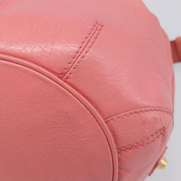 BALENCIAGA Giant Mini Pom Pom Handtas Leer 2way Roze Goud Auth 161592V