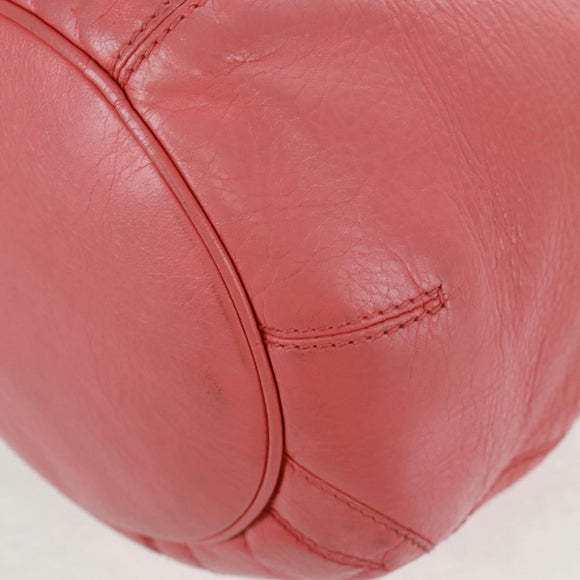 BALENCIAGA Giant Mini Pom Pom Hand Bag Leather 2way Pink Gold Auth 161592V