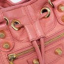 BALENCIAGA Giant Mini Pom Pom Handtas Leer 2way Roze Goud Auth 161592V-10