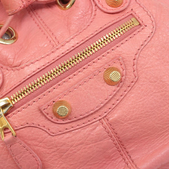 BALENCIAGA Giant Mini Pom Pom Handtas Leer 2way Roze Goud Auth 161592V