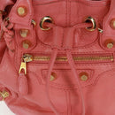 BALENCIAGA Giant Mini Pom Pom Hand Bag Leather 2way Pink Gold Auth 161592V-21