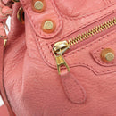 BALENCIAGA Giant Mini Pom Pom Handtas Leer 2way Roze Goud Auth 161592V-21