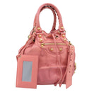 BALENCIAGA Giant Mini Pom Pom Handtas Leer 2way Roze Goud Auth 161592V-1