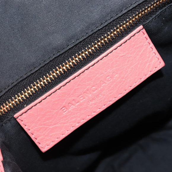 BALENCIAGA Giant Mini Pom Pom Handtas Leer 2way Roze Goud Auth 161592V