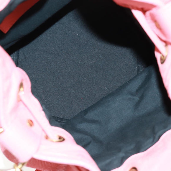 BALENCIAGA Giant Mini Pom Pom Hand Bag Leather 2way Pink Gold Auth 161592V