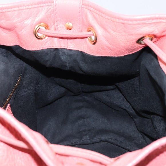 BALENCIAGA Giant Mini Pom Pom Handtas Leer 2way Roze Goud Auth 161592V