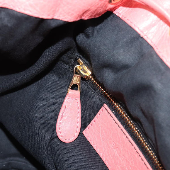 BALENCIAGA Giant Mini Pom Pom Handtas Leer 2way Roze Goud Auth 161592V