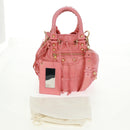 BALENCIAGA Giant Mini Pom Pom Hand Bag Leather 2way Pink Gold Auth 161592V-29