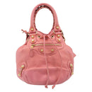 BALENCIAGA Giant Mini Pom Pom Handtas Leer 2way Roze Goud Auth 161592V-13