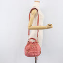 BALENCIAGA Giant Mini Pom Pom Handtas Leer 2way Roze Goud Auth 161592V-30