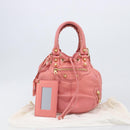 BALENCIAGA Giant Mini Pom Pom Handtas Leer 2way Roze Goud Auth 161592V-31