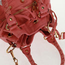 BALENCIAGA Giant Mini Pom Pom Hand Bag Leather 2way Pink Gold Auth 161592V-6