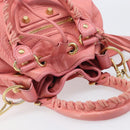 BALENCIAGA Giant Mini Pom Pom Handtas Leer 2way Roze Goud Auth 161592V-6