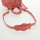 BALENCIAGA Giant Mini Pom Pom Hand Bag Leather 2way Pink Gold Auth 161592V-9