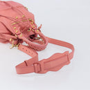 BALENCIAGA Giant Mini Pom Pom Handtas Leer 2way Roze Goud Auth 161592V-9