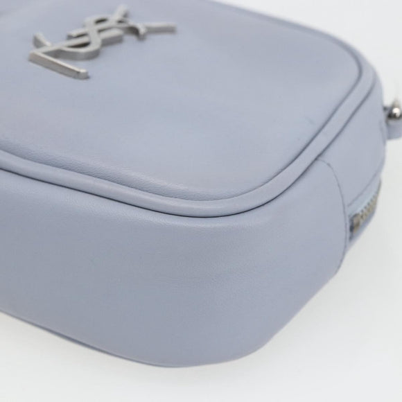 SAINT LAURENT Blogger Umhängetasche Leder Hellblau Silber Original 161598