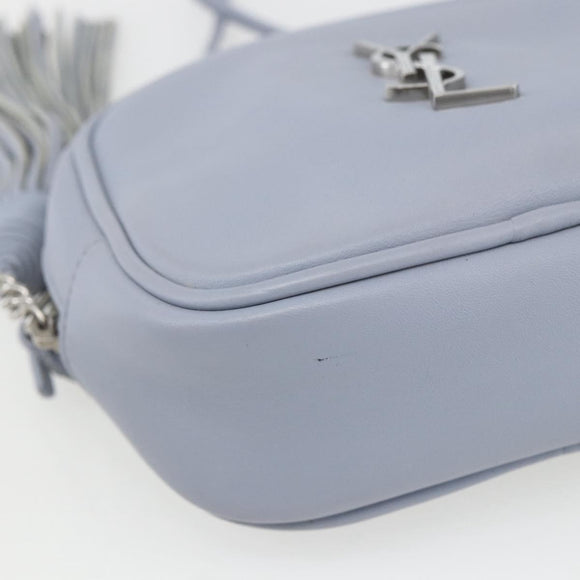 SAINT LAURENT Blogger Umhängetasche Leder Hellblau Silber Original 161598