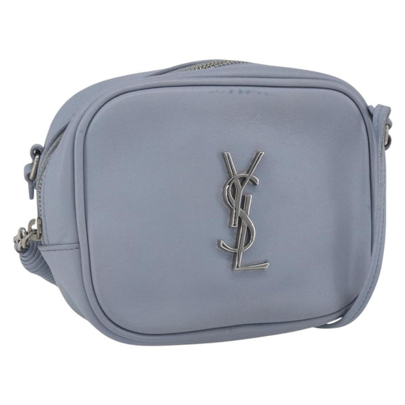 SAINT LAURENT Blogger Umhängetasche Leder Hellblau Silber Original 161598