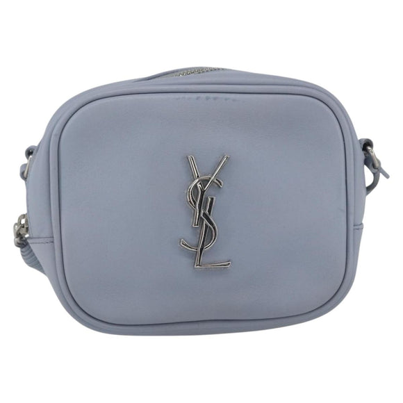 SAINT LAURENT Blogger Umhängetasche Leder Hellblau Silber Original 161598
