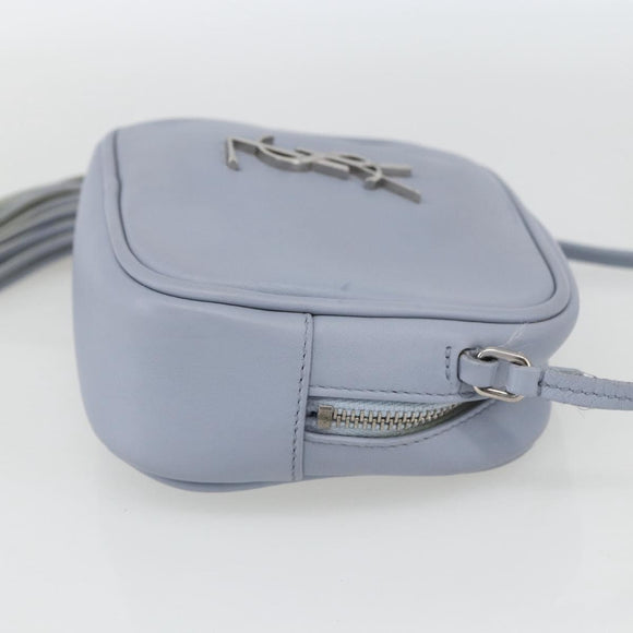 SAINT LAURENT Blogger Umhängetasche Leder Hellblau Silber Original 161598