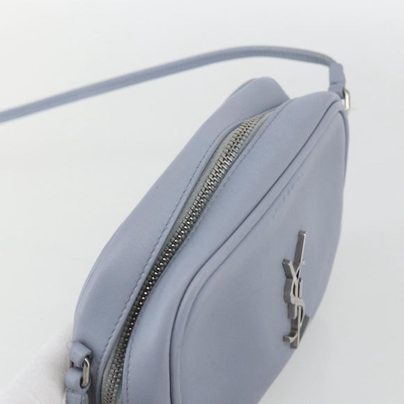 SAINT LAURENT Blogger Umhängetasche Leder Hellblau Silber Original 161598