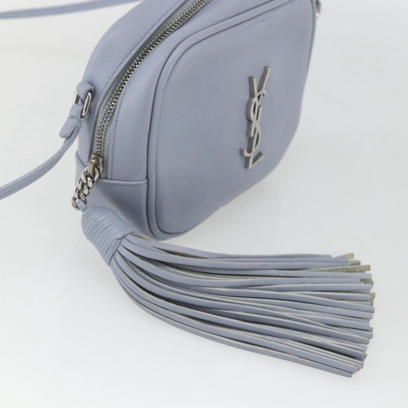 SAINT LAURENT Blogger Umhängetasche Leder Hellblau Silber Original 161598