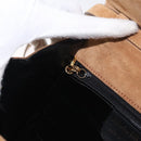 Salvatore Ferragamo Gancini Hand Bag Suede 2way Beige Gold Auth 161599-22