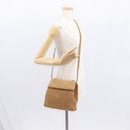 Salvatore Ferragamo Gancini Hand Bag Suede 2way Beige Gold Auth 161599-24