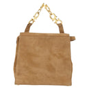 Salvatore Ferragamo Gancini Hand Bag Suede 2way Beige Gold Auth 161599-2