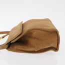 Salvatore Ferragamo Gancini Hand Bag Suede 2way Beige Gold Auth 161599-4