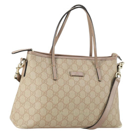 GUCCI GG Supreme Tote Bag PVC 2way Beige Gold 353440 Auth 161600
