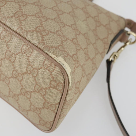 GUCCI GG Supreme Tote Bag PVC 2way Beige Gold 353440 Auth 161600