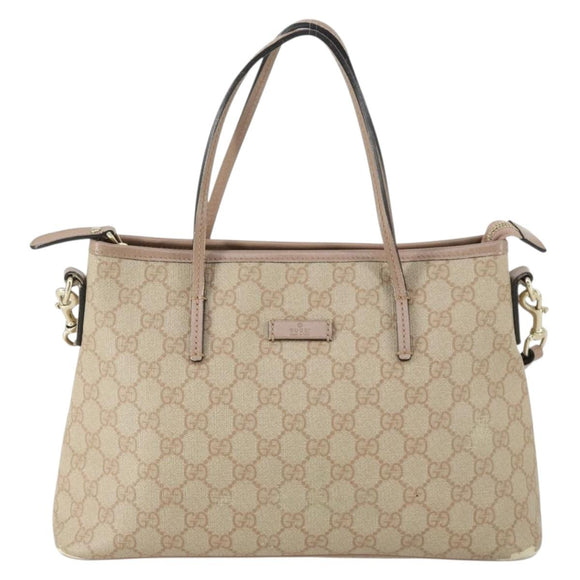 GUCCI GG Supreme Tote Bag PVC 2way Beige Gold 353440 Auth 161600