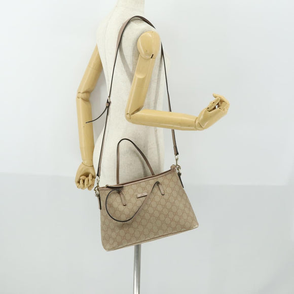 GUCCI GG Supreme Tote Bag PVC 2way Beige Gold 353440 Auth 161600