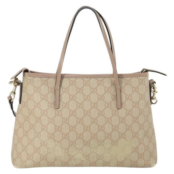 GUCCI GG Supreme Tote Bag PVC 2way Beige Gold 353440 Auth 161600