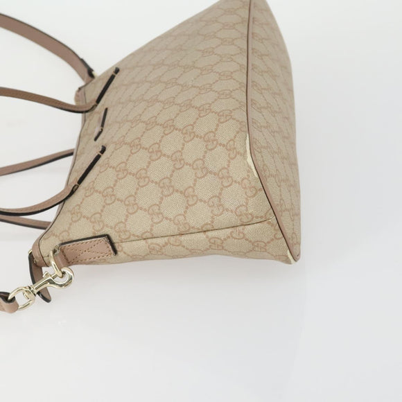 GUCCI GG Supreme Tote Bag PVC 2way Beige Gold 353440 Auth 161600