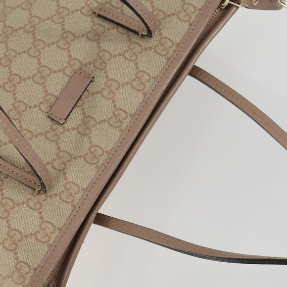 GUCCI GG Supreme Tote Bag PVC 2way Beige Gold 353440 Auth 161600