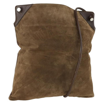 BURBERRY Blue Label Shoulder Bag Suede Brown Gold Auth 161602