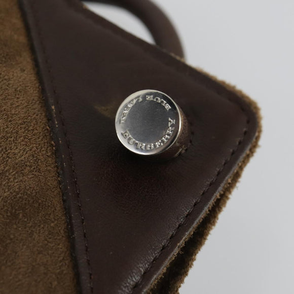 BURBERRY Blue Label Shoulder Bag Suede Brown Gold Auth 161602