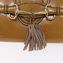 GUCCI Horsebit Chain Emily Shoulder Bag Enamel Beige Gold 283063 Auth 161607-14