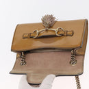 GUCCI Horsebit Chain Emily Shoulder Bag Enamel Beige Gold 283063 Auth 161607-16